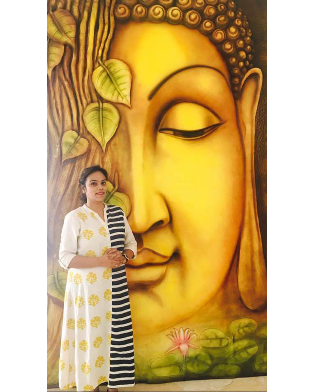 Riddhi Siddhi Art Creations - Vibrant Golden Illumination Buddha Panel Mural